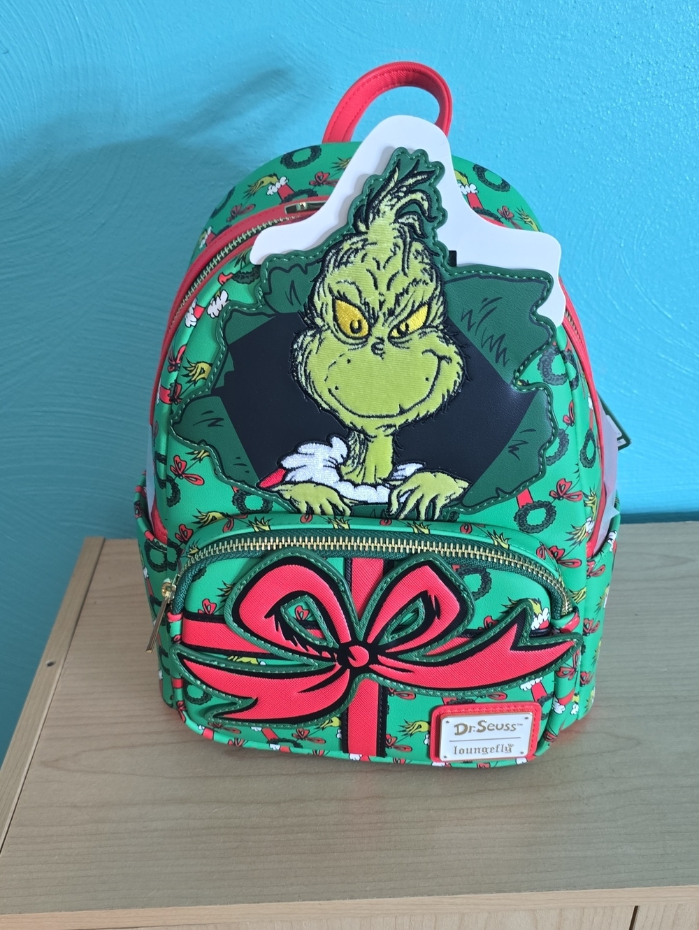 Loungefly Dr. Seuss Grinch Mini Backpack - Green & Red